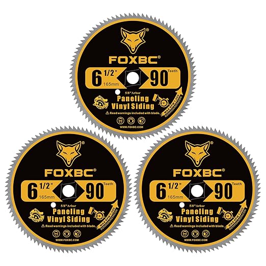 FOXBC 6-1/2 Inch 90 Tooth Circular Saw Blade for Paneling and Vinyl Siding Wood Cutting with 5/8-Inch Diamond Arbor