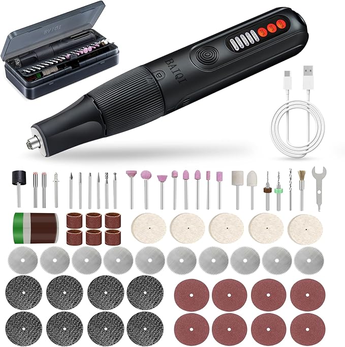 8.0V Cordless Rotary Tool, 5 Speeds, 65 Pcs Rotary Tool and Accessories Multi-Purpose For Carving, Engraving, Sanding, Polishing and Cutting,DIY Crafts