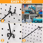 Shimeyao 100 Pcs Peg Board Shelving Hooks Stainless Steel Hanging Board Pegs Wall Display Hooks Bulk for 1/8 1/4 Garage Storage Organizer Accessories(10 Inch,Black)