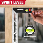 Arrow 10-Inch Try Square, Woodworking Square with Stainless Steel Blade, Aluminum Handle, 1-Inch Scribe Notches and Bubble Level, Layout and Marking Tool for Carpenters