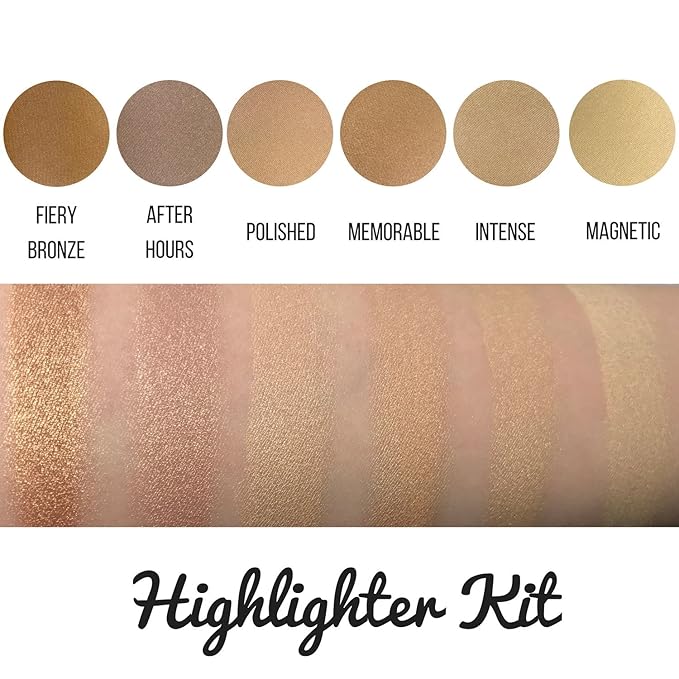 Makeup Highlighter Palette – Beauty Junkees Powder Highlighter Makeup Palette 6 Shades Glow Kit, Face Highlight Make Up Set for Beginners, Professional Quality, Paraben Gluten Cruelty Free Cosmetics-VeraVaultWomen