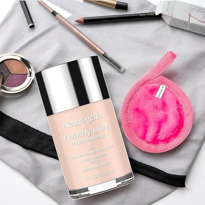 Foundation Liquid Makeup | Bundled With Makeup Cleansing Cloth - Foundation Natural, Broad Spectrum Spf 20, Infused With Vitamin E & Feverfew [Pack Of 2]-VeraVaultWomen
