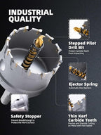 1-1/2" Carbide Hole Saw, Heavy Duty Metal Hole Cutter with Pilot Drill Bit for Cutting Stainless Steel, Metal Sheet and Aluminum Alloy (38mm | 1-1/2")
