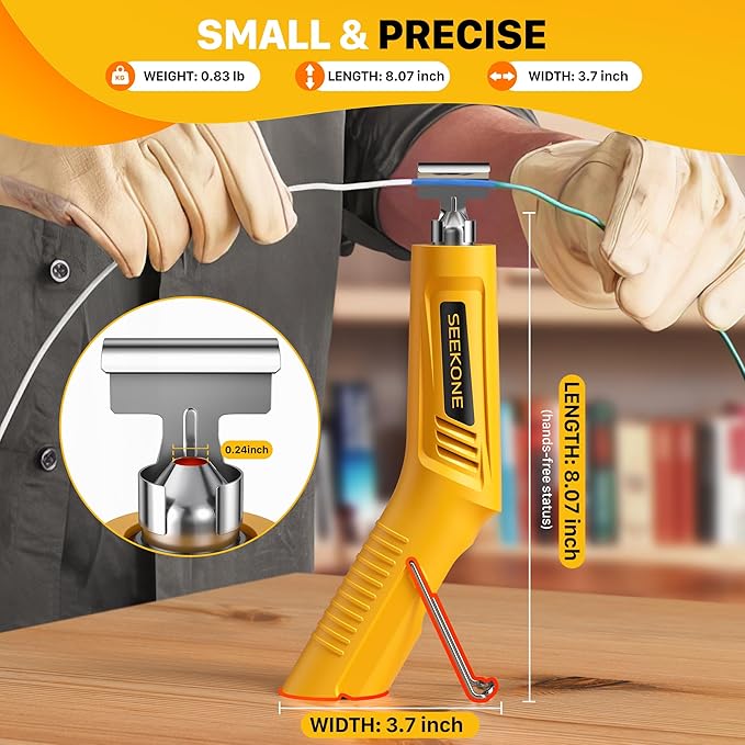 SEEKONE Cordless Mini Heat Gun with 4-Temp Settings (Up to 842°F/450°C) and Memory Function, 3.6V Lithium Hot Air Gun, USB Charge with Reflector Nozzle for Crafting, Resin Heating and Shrink Wrapping
