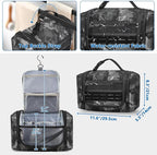Hanging Toiletry Bag for Men, Tactical Dopp Kit Toiletry Travel Bag, Large Hygiene Organizer Shower Bag for Camping Outdoor, Black Camo