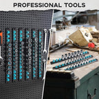 1/4-Inch Drive Magnetic Socket Organizer, Heavy Duty Aluminum Socket Rail Organizer, 360° Swivel Clips Socket Holder Kit for Tool Box, 1/4-Inch Socket Holder x 14 Clips (Aqua Blue)