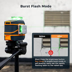 CIGMAN Laser Level CM-801 Laser Level Self Leveling 3x360°3D Green Cross Line for Decoration and Picture Hanging with Two Rechargeable Batteries, Remote Controller and Magnetic L-Shaped Bracket