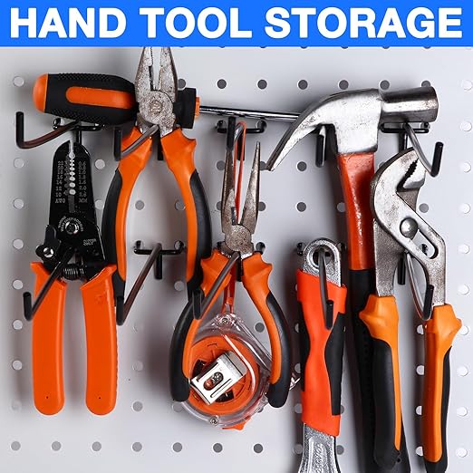 Shimeyao 100 Pcs Peg Board Shelving Hooks Stainless Steel Hanging Board Pegs Wall Display Hooks Bulk for 1/8 1/4 Garage Storage Organizer Accessories(12 Inch,Black)