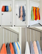 Over The Door Metal Hooks with Plastic Coating 14.2" Fit 0.5" to 1 3/8" Door 4 Pcs Heavy Duty Single Towel Robe Rack Wreath Bathroom Shower Hanger Shoe Organizer Ironing Board Long White
