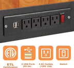 Haddockway Adjustable Workbench for Garage,48"x 24" Rubber Wood Top Worktable with Power Outlets, Max 2000 Lbs Load Capacity Heavy Duty Workstation for Workshop Office Home (Black Frame, 48in)