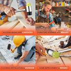 2 Pack Rubber Mallet Hammer Set, 16oz & 35mm Dual Faced Small Hammer with Fiberglass Handle, Rubber Mallet for Camping, Tiles, Tent Stakes, Woodworking, and Flooring