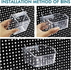 248PCS Pegboard Accessories Organizer Kit,1/8 and 1/4 inch Pegboard Hooks Assortment, Pegboard Bins, Metal Hooks for Hanging Storage (Transparent)