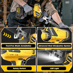 Cordless Reciprocating Saw -2x4.0Ah Batteries, Brushless Motor, 3500SPM Max, One-Hand Operation, Tool-Free Blade Change, for DIY & Home Users