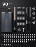 iFu Mini Electric Screwdriver, 90 in 1 Precision Screwdriver Set – Small Cordless Power Screwdriver with LED Light & 64 Magnetic Bits, Repair Tool for Phone Laptop Camera Watch Computer