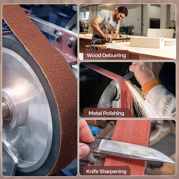 HARFINGTON 2 x 48 Inch Sanding Belts, 5 Pcs 60 Grits Aluminum Oxide Abrasive Belt Sander File Belt for Woodworking, Metal Polishing, Knife Sharpener