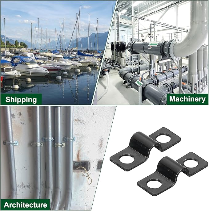 uxcell 100Pcs U-Shaped Pipe Clamp, 3/16 Inch(5mm) 2 Hole U-Tube Strap Clamp Heavy Duty Connector Bracket for Conduit Cables Wire Cord, Black