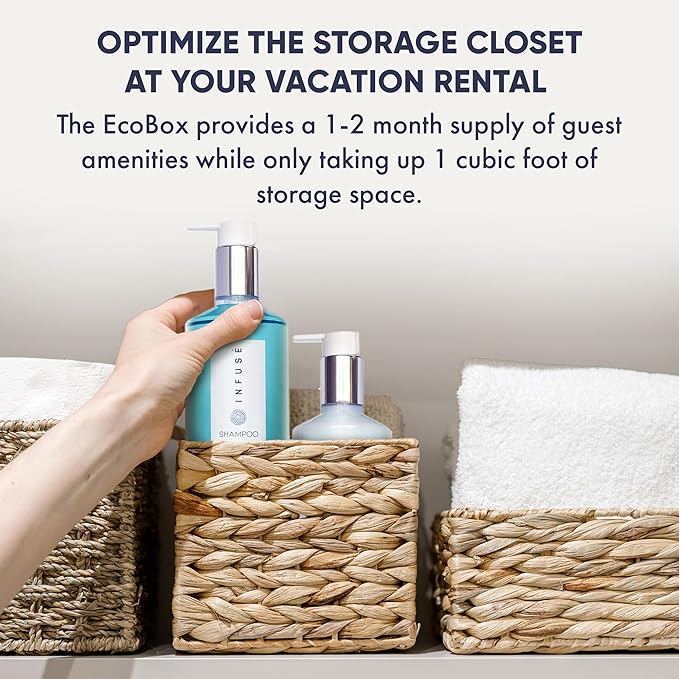 1-Shoppe Infuse 40 Piece Ecobox All-In-Kit | White Tea and Coconut Soap | 12 Shampoo, 8 Conditioner, 12 Body Wash & 8 Lotion | 10oz Hotel Soaps and Toiletries Bulk | Personal Care Products-VeraVaultWomen