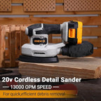 Cordless Detail Sander: DEKOPRO Multi-Function Mouse Sander Electric Sander Tool Palm Sanders with Dust Collector, 3 Additional Attachments&12pcs Sandpapers for Home Decoration