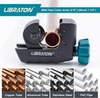 Libraton Tubing Cutter 3/16" to 1-1/8", Mini Tube Cutter, Copper Cutter, Heavy Duty Mini Pipe Cutter, Copper Tube Cutter with Deburring Tool for Copper Pipe, Aluminum Pipe, Thin Stainless Steel Pipe
