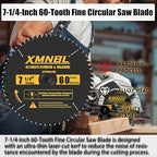 7-1/4-Inch 60-Tooth Fine Circular Saw Blade,Replacement for Diablo D0760A D0760X,DeWalt DWA171460 Wood Cutting Circular Saw Blade,Compatible with Skip,Dewalt,Milwaukee7-1/4 Circular Saw,5/8-Inch Arbor