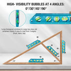 DURATECH 3-Piece Level Tool Set, Magnetic Torpedo Level Included 2.5", 6.25", 8" Leveler with 0°/30°/45°/90° Bubbles, V-Groove, Large Viewing Window, Aluminium Alloy Construction, SAE and Metric Scale