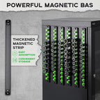3-Piece Magnetic Socket Organizer, Heavy Duty Aluminum Socket Rails Organizer, 360° Swivel Clips Socket Holder Kit for Tool Box, 1/2, 3/8, 1/4-Inch Socket Holder x 40 Clips (Green)