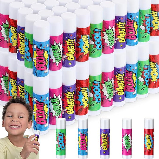 100 Pcs Hero Party Favors Lip Balms Bulk for Kids Birthday Party Moisturizing Lip Balm for Hero Themed Celebration Gifts Lip Care Products for Classroom Rewards Favor Party Supplies-VeraVaultWomen