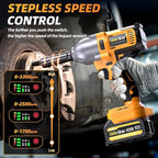 Cordless Impact Wrench 1/2 Inch, 1200N·m(886ft・lbs) Brushless High Torque Impact Gun, 21V Electric Impact Driver, 2x4.0Ah Batteries, Charger & 6 Sockets, Variable Speeds for Car/Truck RV/Mower