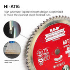 2-Pack 7-1/4" 60-Tooth 5/8" Arbor Woodworking Circular Saw Blade,Ultra Finish/General Purpose,Special Anti-Thermal Adhesion Coating on Cutting Edge-TA,High Finish, Long Life, 7-1/4" 60T 5/8"