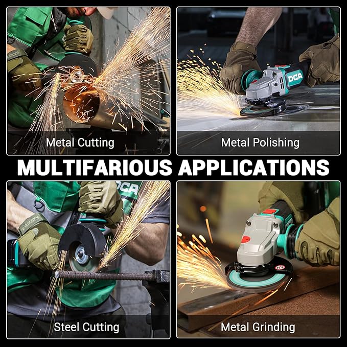 Brushless Angle Grinder 20V 4-1/2 inch, Cordless 4.0Ah Battery & 2A Fast Charger, 8500RPM, Power Angle Grinder with Cutting & Grinding Wheels, Flap Discs for Wood Metal & Rust Removal