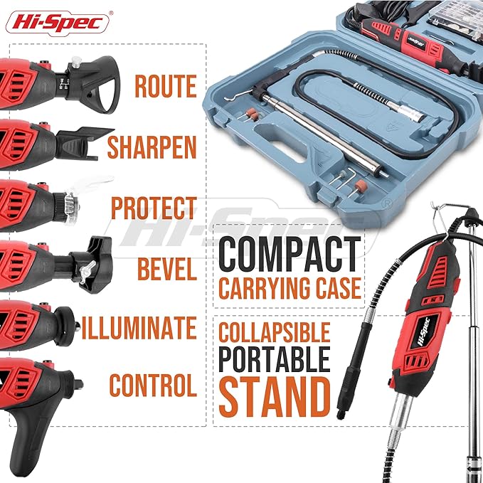 Hi-Spec 134pc 160W Corded Power Rotary Tool Kit Set with Dremel Compatible Bit Accessories. Drill, Cut, Trim, Grind, Engrave and Sand in DIY Repairs, Hobbies & Craft Projects