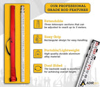 AdirPro 9-Foot Aluminum Grade Rod – 8ths, Dual Sided 5-Section Telescopic Leveling Rod – Bubble Level and Soft Carrying Case Included
