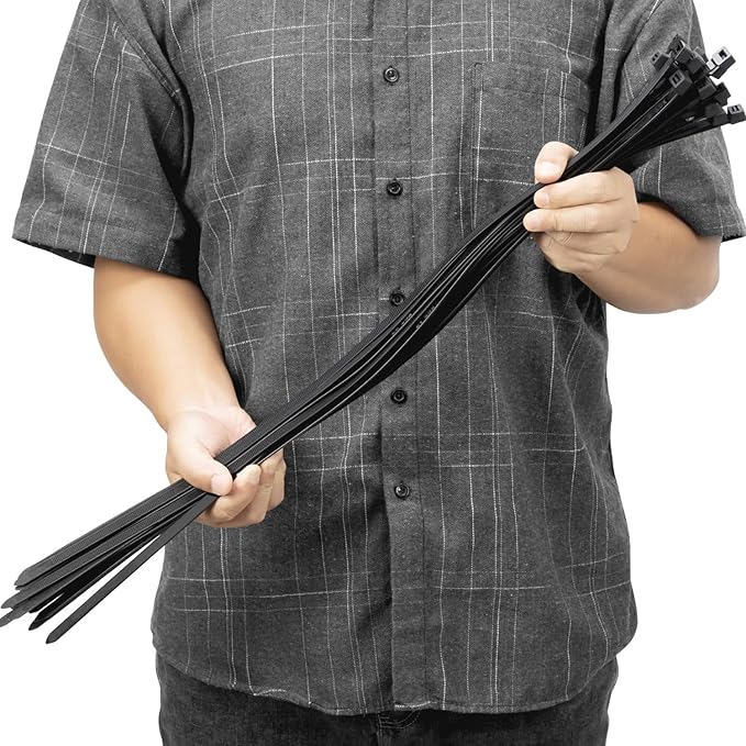 24 inch Black Zip Ties Heavy Duty 50 PCS, 250 LBS Ultra Exclusive Strong Plastic Wire Ties, Large Cable Ties Extra Long Tie Wraps, Indoor and Outdoor UV Resistant