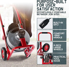 Albott 100 FT x 3/8 inch Electric Drain Cleaner Machine with Auto-Feed & 10 Cutters, Sewer Snake Auger for 1–4 Inch Pipes, Foot Switch & Wheels, Ideal for Home & Commercial Use, Gray/Red