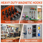 Extra Strong Magnetic Hooks for Hanging Heavy Duty, 2.6in Large Industrial Magnet Hooks, Magnetic Hook with Anti-Slip Coating, Storage Utility Magnetic Holder for Garage Shelve and Garden Tools