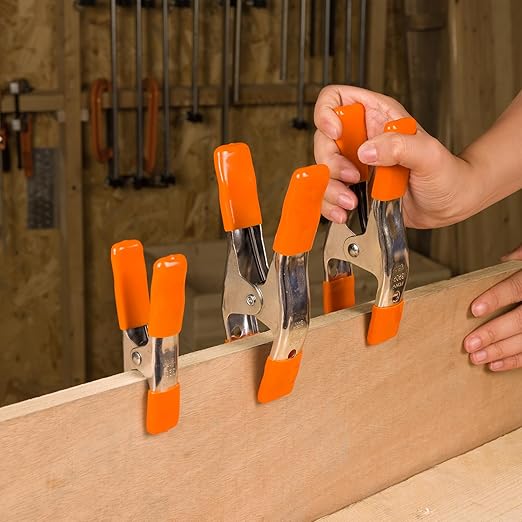 PONY 6-inch, 4-inch Heavy Duty Metal Spring Clamps Set, 2-inch, 1-inch Jaw opening, with Protective Handles and Tips, 10-piece