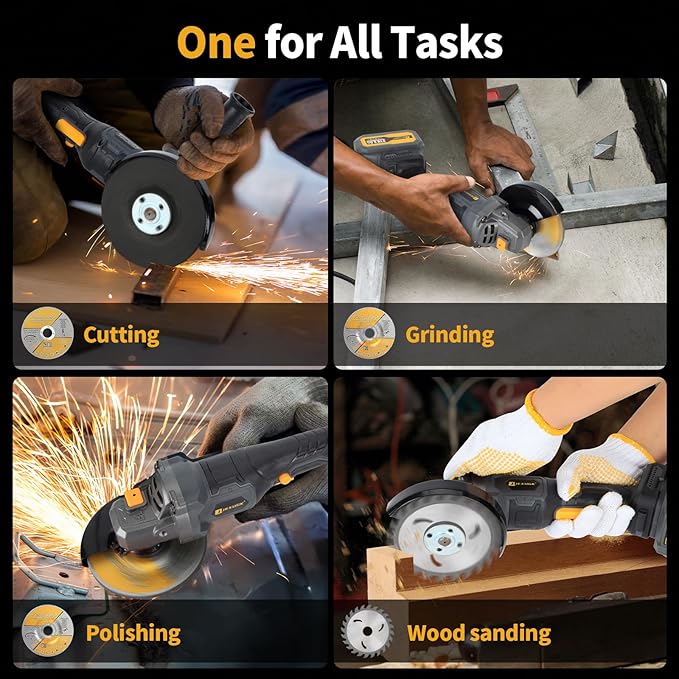 5" Cordless Angle Grinder Kit, Brushless Battery Grinder with 2x4.0Ah Batteries & Charger,125MM 10000 RPM Variable Speed Amoladora Angular,Esmeriladora for DIY Metal Cutting,Grinding,Polishing