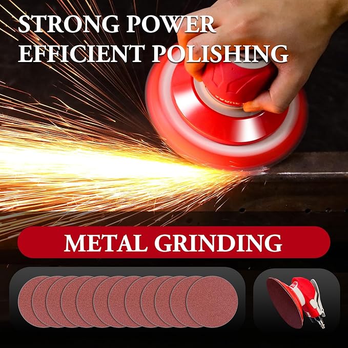 5/6 Inch Pneumatic Orbital Air Sander High-Speed DA Sander for auto body/Ideal for Woodworking, Auto Polishing, and Metal Sanding (6 inch) (6 inch)