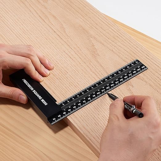 Precision Square Ruler for Measuring and Marking - Aluminum Steel Framing Tool for Professional Carpentry Use (100mm)