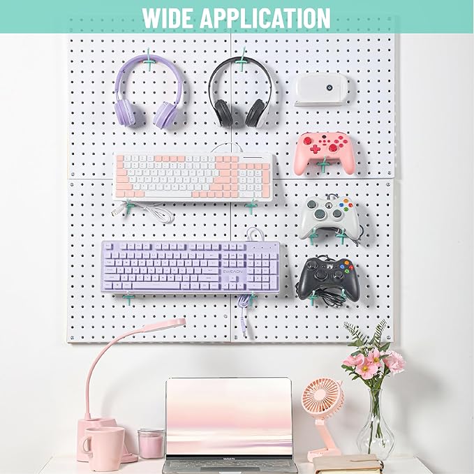 HUHOLE Pegboard Hooks 2 Inch 50PC, Blue Peg Board Hooks, Fit 1/4" or 1/8" Pegboard, Ideal Peg Board Organizer Accessories for Garage Tool Organization, Wall Storage (Blue, 2 Inch)