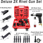 Wicks Aircraft 2X Deluxe Rivet Gun Set, Includes: 2X Rivet Gun, 4 Bucking Bars, 10 Rivet Sets, and Air Tool Oil.