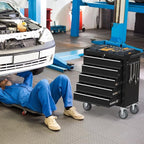 5-Drawer Rolling Tool Chest with Wheels, Metal Tool Box, Large Capacity Tool Storage Cabinet with Keyed Locking, Tool Organizer Box for Garage, Workshop, Warehouse -Black