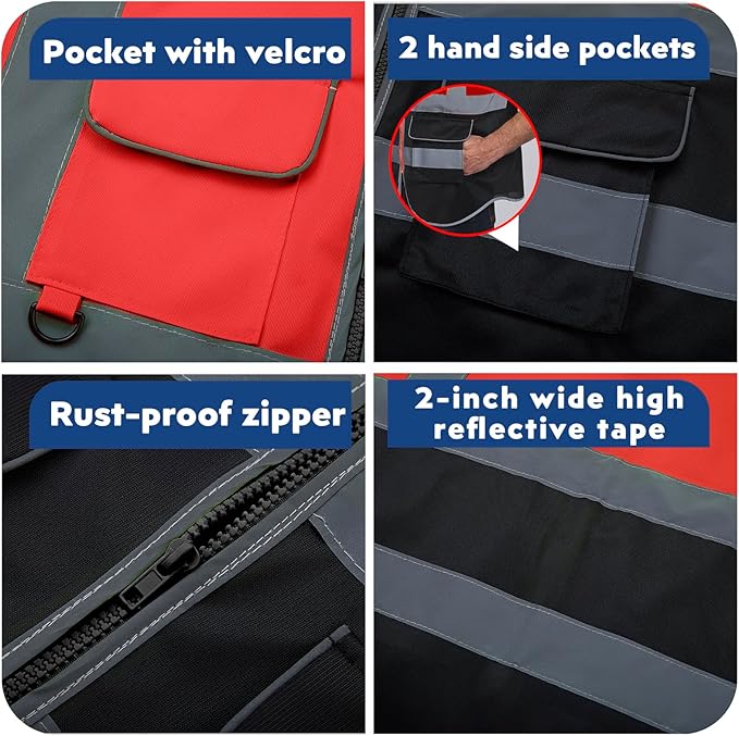 BeautyWill Custom Safety Vest Customized Logo Class 2 High Visibility Reflective Vest with Pockets Construction workwear