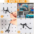 Shimeyao 100 Pcs Peg Board Shelving Hooks Stainless Steel Hanging Board Pegs Wall Display Hooks Bulk for 1/8 1/4 Garage Storage Organizer Accessories(4 Inch,Black)