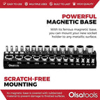 Olsa Tools Magnetic Socket Organizer | 3/8-Inch Drive | SAE | Black | Holds 26 Sockets | Professional Quality Tools Organizer