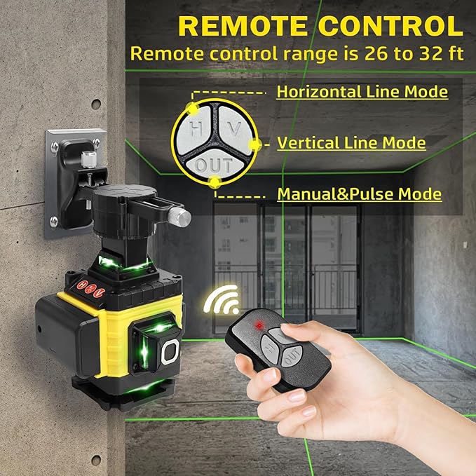 Laser Level, 4 x 360° Laser Level with Tripod, Self Leveling Laser Level 4D Green Lazer Level 16 Lines Laser Level 360 Self Leveling for Construction, Picture Hanging, Floor Tile, Renovation