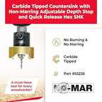 Amana Tool 82 Degree Countersink with Drill Bit Depth Stop and No-Thrust Ball Bearing, 55226, 3/8 D x 3/32 Drill D x 1/4 Inch Quick Release Hex Shank