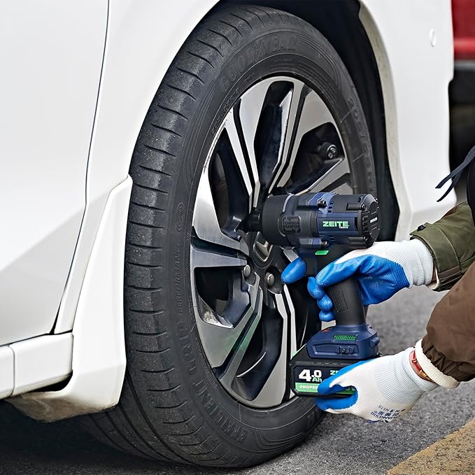 Zeite 18V Cordless Impact Wrench Kit,High Torque 1/2" Brushless Impact Gun,Max Torque 885 Ft-lbs(1200Nm),4 Torque Mode,Variable Speed,4 x Sockets,1 x 4.0Ah Battery,Carry Case,Ideal for Car Truck Home