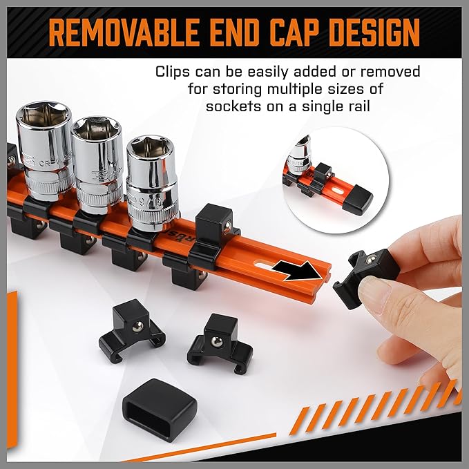 HORUSDY 6Pcs Double Sided Socket Organizer, 1/4-Inch, 3/8-Inch, 1/2-Inch, Premium Quality Socket Holders (6Pcs Double Sided Socket Organizer)