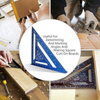 Carpenter Square 12-inch Layout Tool Alloy Metal Triangle Ruler Protractor,Blue(SAE&MER)